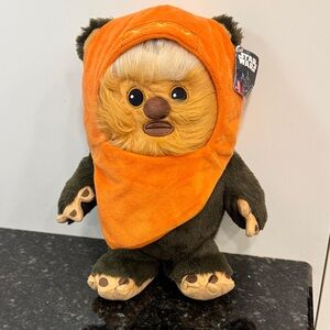 Star Wars Plush Ewok with Orange Hood which is removable. Size 12”NWT
